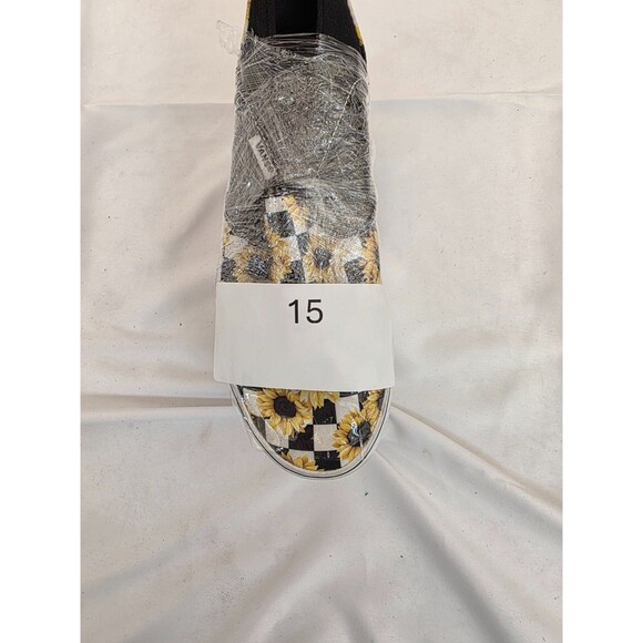 Vans Sneakers Womens Asher Sunflower Shoes Yellow Canvas Checkered Slip On 5.5 - Picture 8 of 8